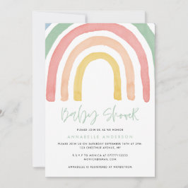 Moderne waterverf regenboogvormig baby shower