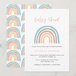 Moderne waterverf regenboogvormig baby shower