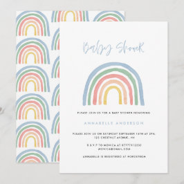 Moderne waterverf regenboogvormig baby shower
