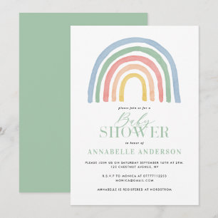Moderne waterverf regenboogvormig baby shower