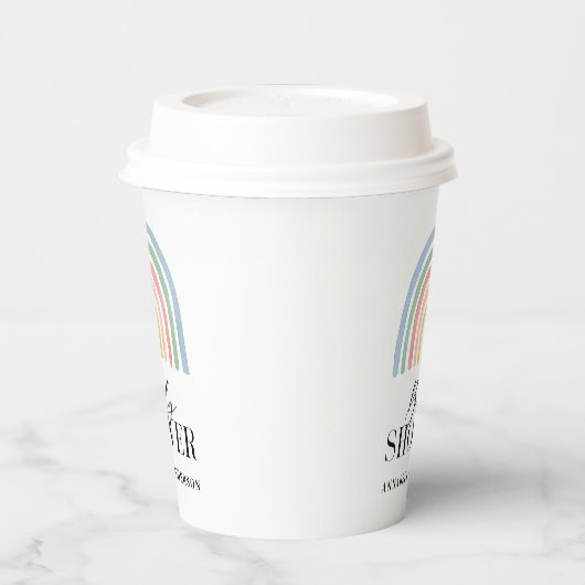 Moderne waterverf regenboogvormig baby shower papieren bekers (Links)