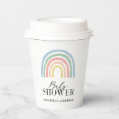 Moderne waterverf regenboogvormig baby shower papieren bekers (Voorkant)