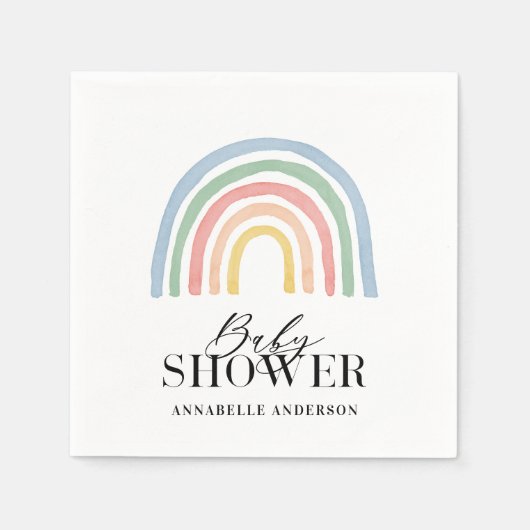 Moderne waterverf regenboogvormig baby shower servet (Voorkant)