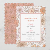 Moderne waterverf retro blush roze bloemig save the date (Voorkant / Achterkant)