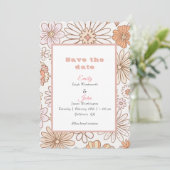 Moderne waterverf retro blush roze bloemig save the date (Staand voorkant)