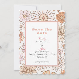 Moderne waterverf retro blush roze bloemig save the date