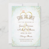 Moderne Waterverf Rings Twigs Bloom Blauwgroen geo Save The Date (Voorkant)