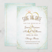 Moderne Waterverf Rings Twigs Bloom Blauwgroen geo Save The Date (Voorkant / Achterkant)