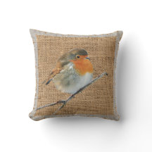 Moderne  waterverf Robin Bird burlap
