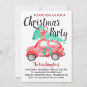 Moderne Waterverf Rode Auto Vrachtwagen Kerstfeest Kaart (Voorkant)