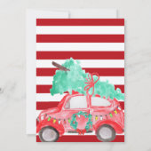 Moderne Waterverf Rode Auto Vrachtwagen Kerstfeest Kaart (Achterkant)