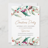 Moderne Waterverf rode bessen kerstfeest Kaart (Voorkant)