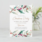 Moderne Waterverf rode bessen kerstfeest Kaart (Staand voorkant)