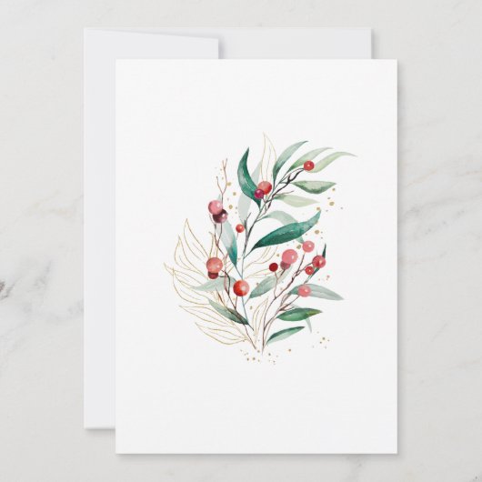 Moderne Waterverf rode bessen kerstfeest Kaart (Achterkant)