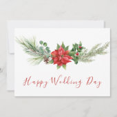 Moderne Waterverf Rode Bloemen Happy Wedding Day Kaart (Voorkant)