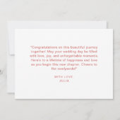 Moderne Waterverf Rode Bloemen Happy Wedding Day Kaart (Achterkant)