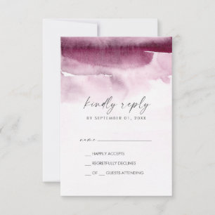Moderne Waterverf   Rode eenvoudige RSVP-kaart RSVP Kaartje