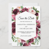 Moderne Waterverf Rode Floral Lijst Save The Date (Voorkant)