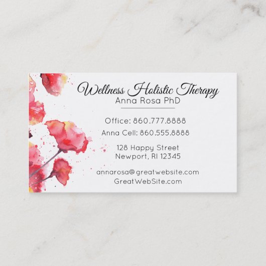 *~* Moderne Waterverf rode papaverbloem Visitekaartje (Achterkant)