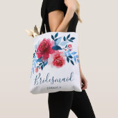 Moderne Waterverf Rode Rozen Bloemen Bruidsmeisje Tote Bag (Dichtbij)
