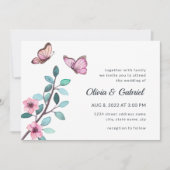 Moderne waterverf. Romantische tuin bruiloft Kaart (Voorkant)