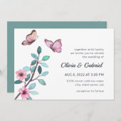 Moderne waterverf. Romantische tuin bruiloft Kaart (Voorkant / Achterkant)