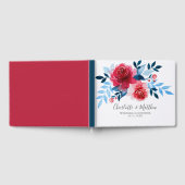 Moderne Waterverf Rood Blauw Bloemen Bruiloft Gastenboek (Volledig)