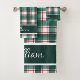 Moderne Waterverf Rood Groen Buffalo Ruit Bad Handdoek