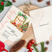 Moderne Waterverf Rood Groen Schattige Kerstfeest Kaart