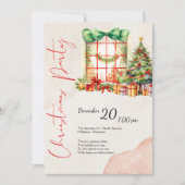 Moderne Waterverf Rood Groen Schattige Kerstfeest Kaart (Voorkant)