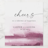 Moderne Waterverf | Roodkaashuwelijk Wijn Etiket (Enkel label)