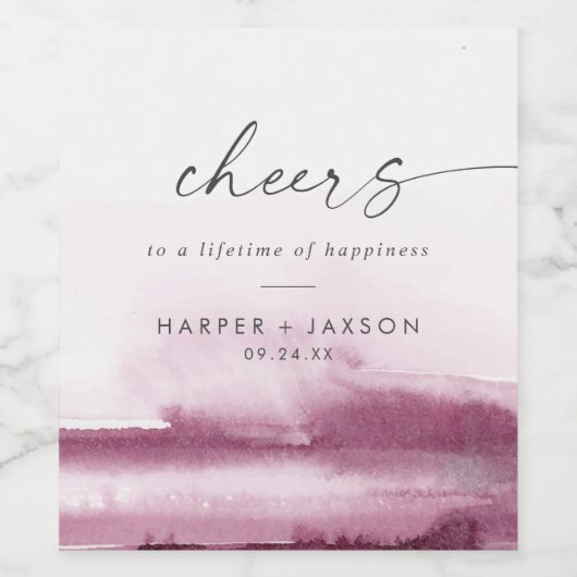 Moderne Waterverf | Roodkaashuwelijk Wijn Etiket (Enkel label)