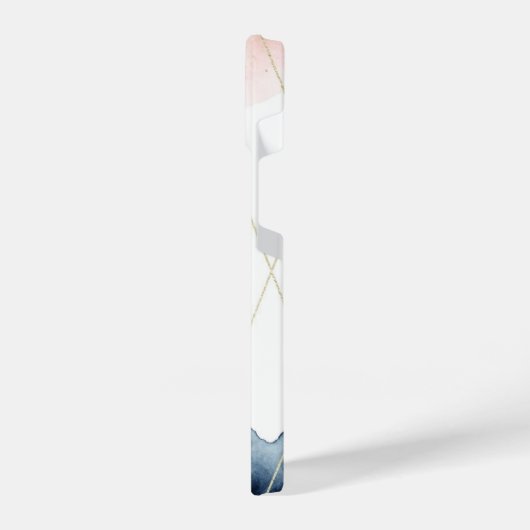 Moderne Waterverf Roos Gold Blush Gold Monogram iPhone Hoesje (Linkerkant)