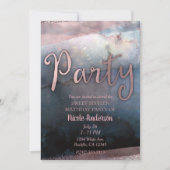 Moderne Waterverf Roos Goud & Blauw Verjaardagsfee Kaart (Voorkant)