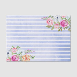 Moderne waterverf roos Navy streep bruiloft Tissuepapier