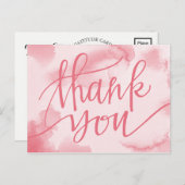 Moderne Waterverf Roze | Bedankt Briefkaart (Voorkant / Achterkant)
