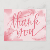 Moderne Waterverf Roze | Bedankt Briefkaart (Voorkant)