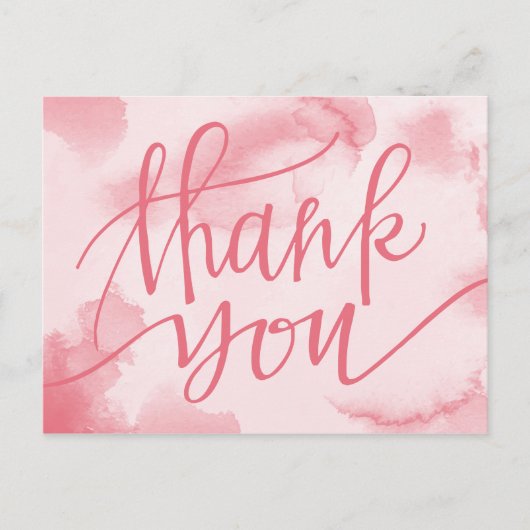 Moderne Waterverf Roze | Bedankt Briefkaart (Voorkant)