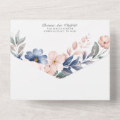 Moderne Waterverf Roze Blauw Baby shower All In One Uitnodiging (Achterkant)