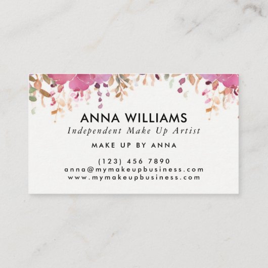 Moderne Waterverf Roze Bloem Minimalist Visitekaartje (Achterkant)