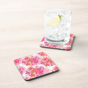 Moderne Waterverf roze bloemen Bier Onderzetter