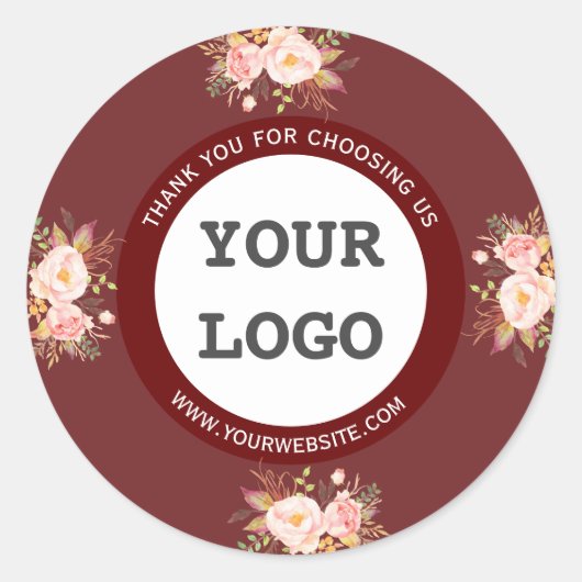 Moderne Waterverf Roze Bloemen Branding Ronde Sticker (Voorkant)