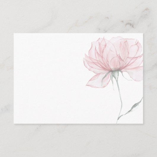 Moderne Waterverf Roze Bloemen Details Bruiloft Informatiekaartje (Achterkant)