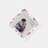 Moderne Waterverf Roze Bloemen & Foto Bruiloft Servet (Hoek)