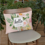 Moderne Waterverf roze bloemen & Hallo & naam Accent Kussen<br><div class="desc">Moderne Waterverf roze bloemen & Hallo & naam</div>