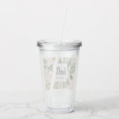 Moderne Waterverf roze bloemen & Hallo & naam Acryl Drinkbeker (Achterkant)