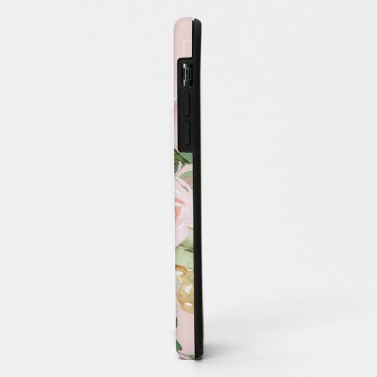 Moderne Waterverf roze bloemen & Hallo & naam Case-Mate iPhone Case (Achterkant/links)