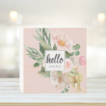 Moderne Waterverf roze bloemen & Hallo & naam Houten Kist Print<br><div class="desc">Moderne Waterverf roze bloemen & Hallo & naam</div>