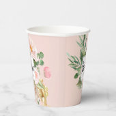 Moderne Waterverf roze bloemen & Hallo & naam Papieren Bekers (Rechts)