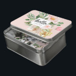 Moderne Waterverf roze bloemen & Hallo & naam Puzzel<br><div class="desc">Moderne Waterverf roze bloemen & Hallo & naam</div>